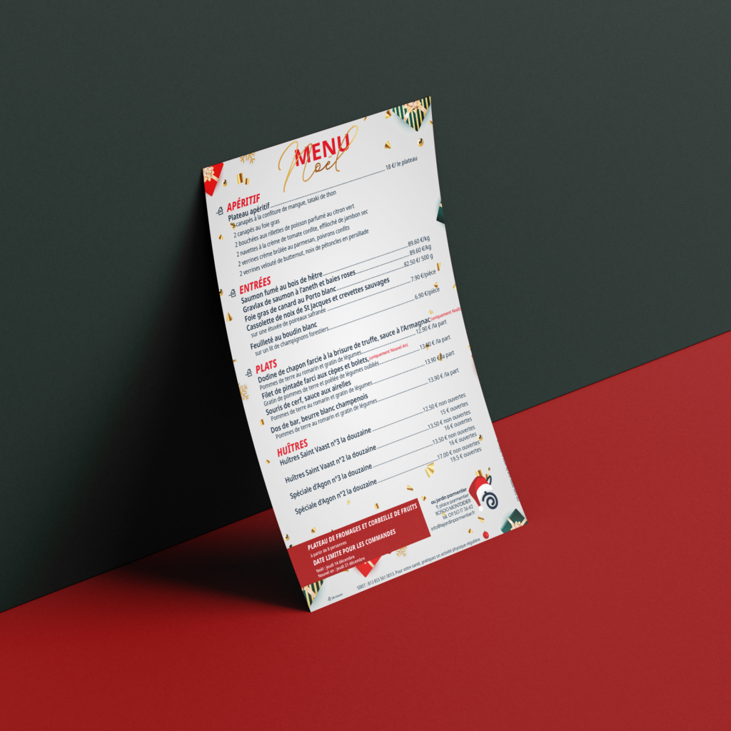 Menu pour noël